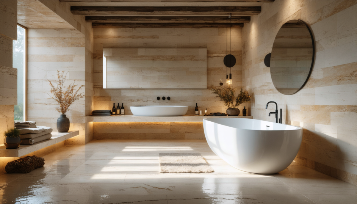 découvrez le travertin, la pierre naturelle qui apporte élégance et authenticité à votre salle de bains. alliez style et durabilité pour un espace chic et chaleureux.